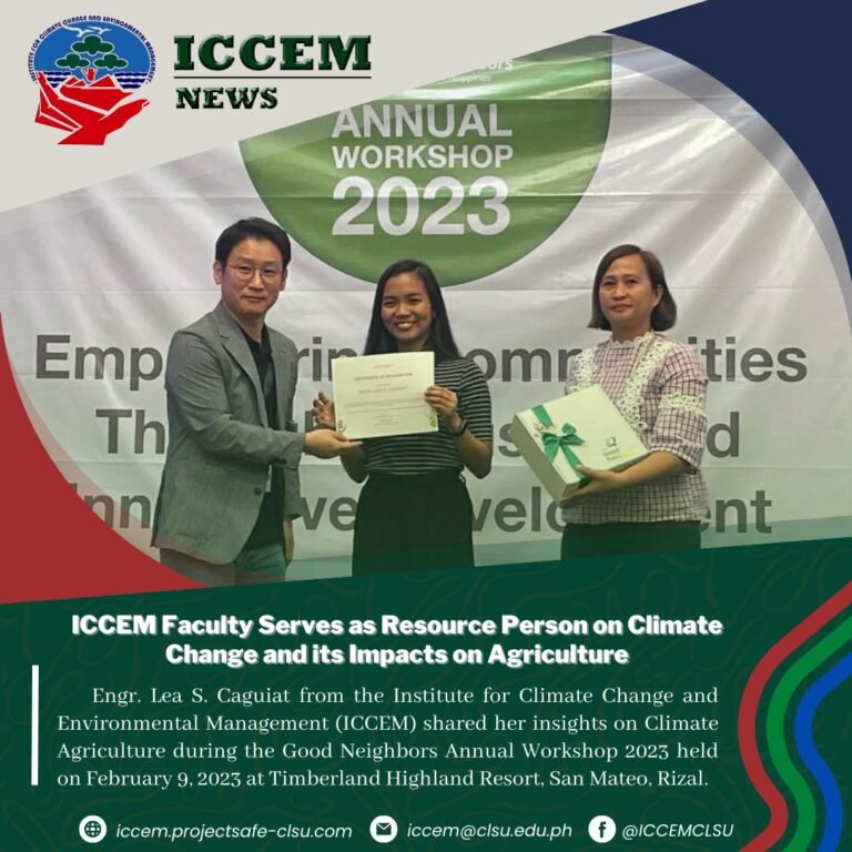 ICCEM Faculty Serves as Resource Person on Climate Change and its Impacts on Agriculture