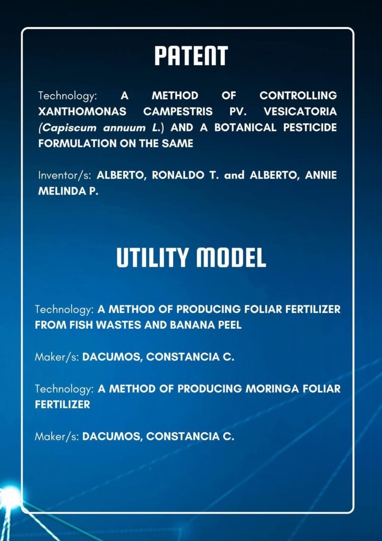 Patent Rights Granted to Dr. Annie Melinda Paz-Alberto and Dr. Ronaldo T. Alberto for Their Novel Invention